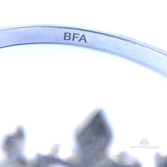 Clear Pave Cubic Zirconia Fleur-de-Lis Princess Crown Hinged Cuff Bracelet 7.5" - Picture 8 of 12